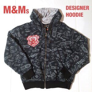 Vintage M&M's hoodie by JH Design all over print hooded Jacket Unisex Size Large